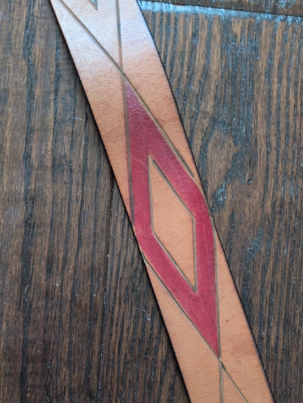 GAP I Vintage Cognac Brown Leather Belt with Red, Green & Black Diamond Belt, M - Picture 10 of 16